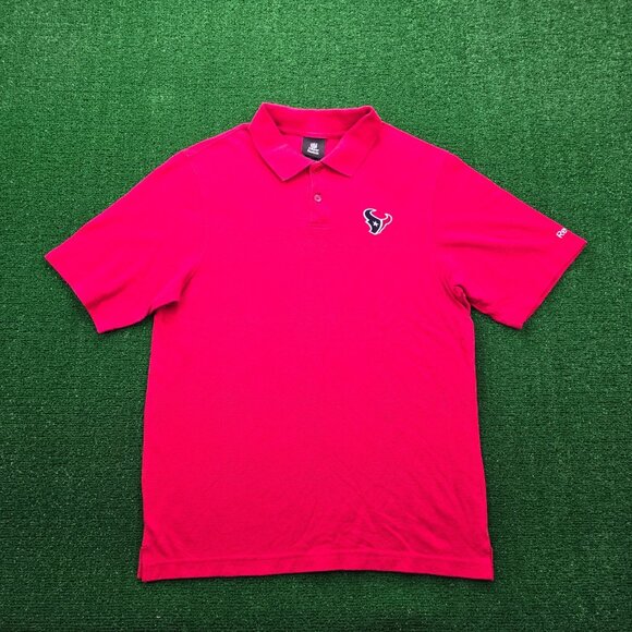 Houston Texans Polo Shirt Mens Small/ Medium Red Reebok NFL Football Embroidered - Picture 1 of 9